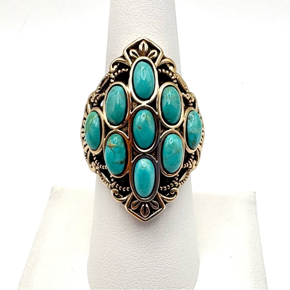 Studio Barse Turquoise Multi-Stone Oval Cluster Ring in Gold-Tone